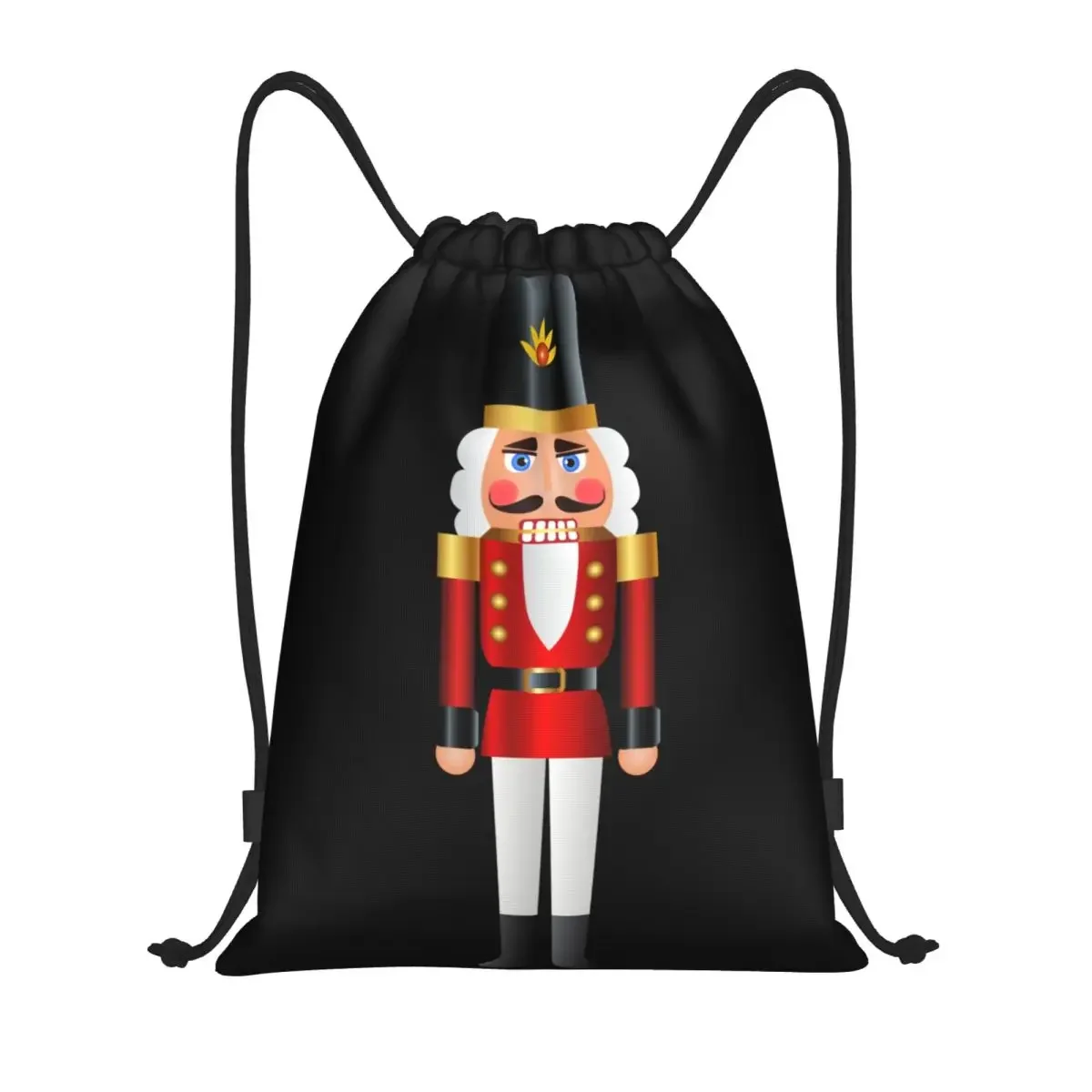 Custom Cartoon Christmas Nutcracker Toy Soldier Drawstring Backpack Sports Gym Bag for Women Men Shopping Sackpack