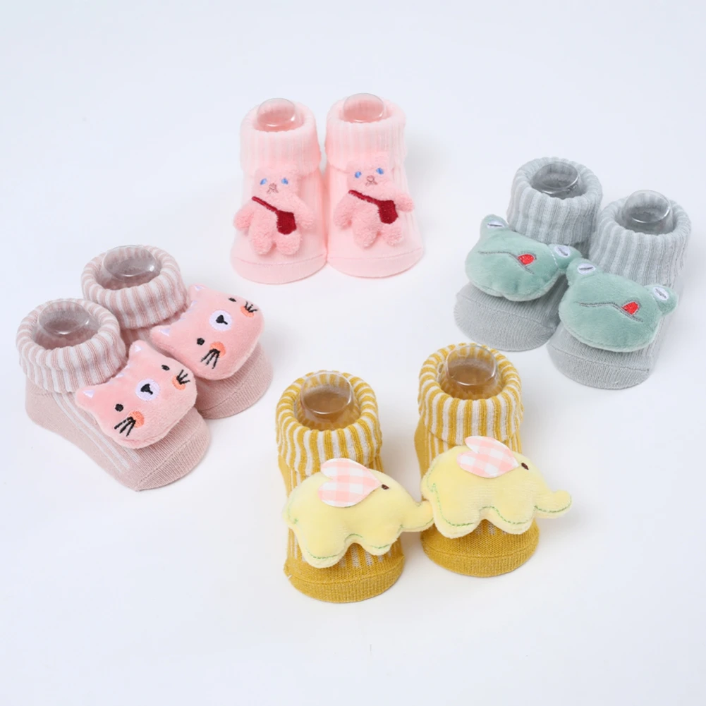 1Pair Newborn Baby Cartoon Doll Socks Boys Girls Infant Toddler Non-Slip Cartoon Boat Socks Clothing For 0-12M