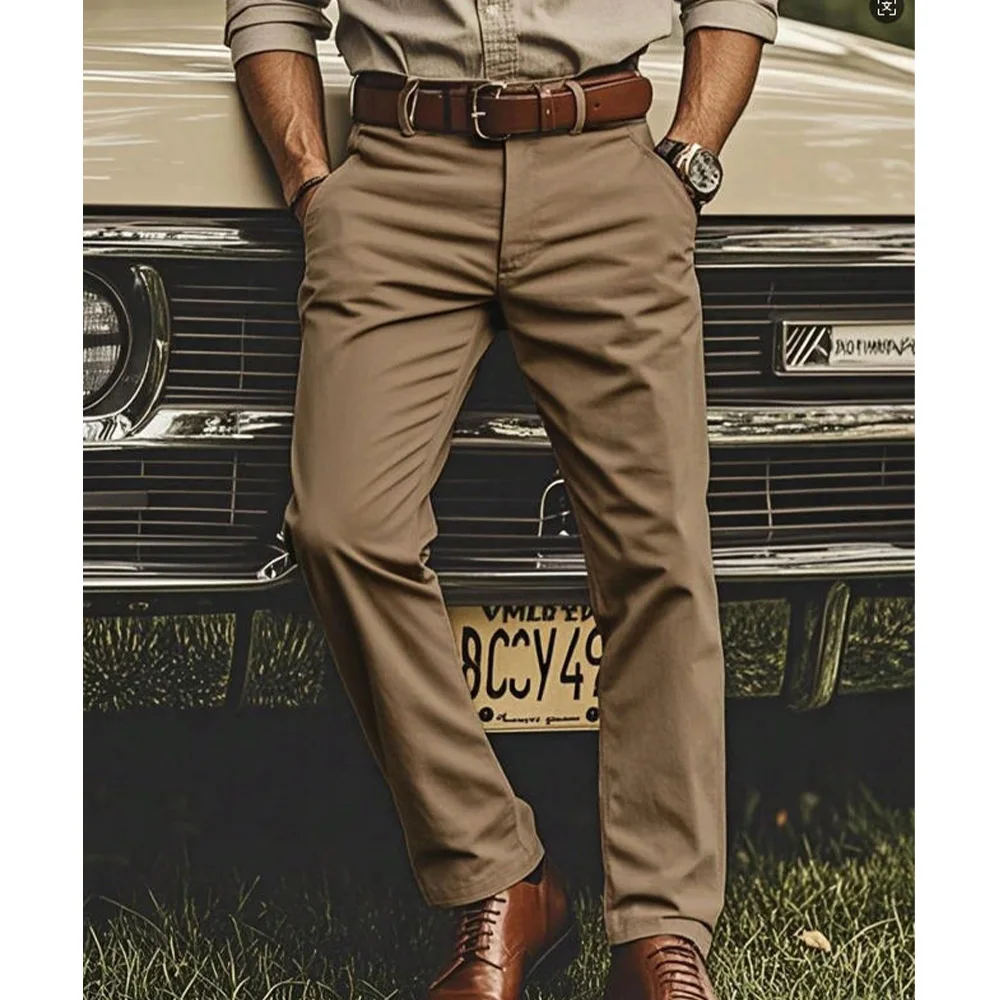 

Mens Formal Trousers Solid Color Flat Front Slim Fit Stylish Comfortable and Breathable Pants for Office Wedding Events