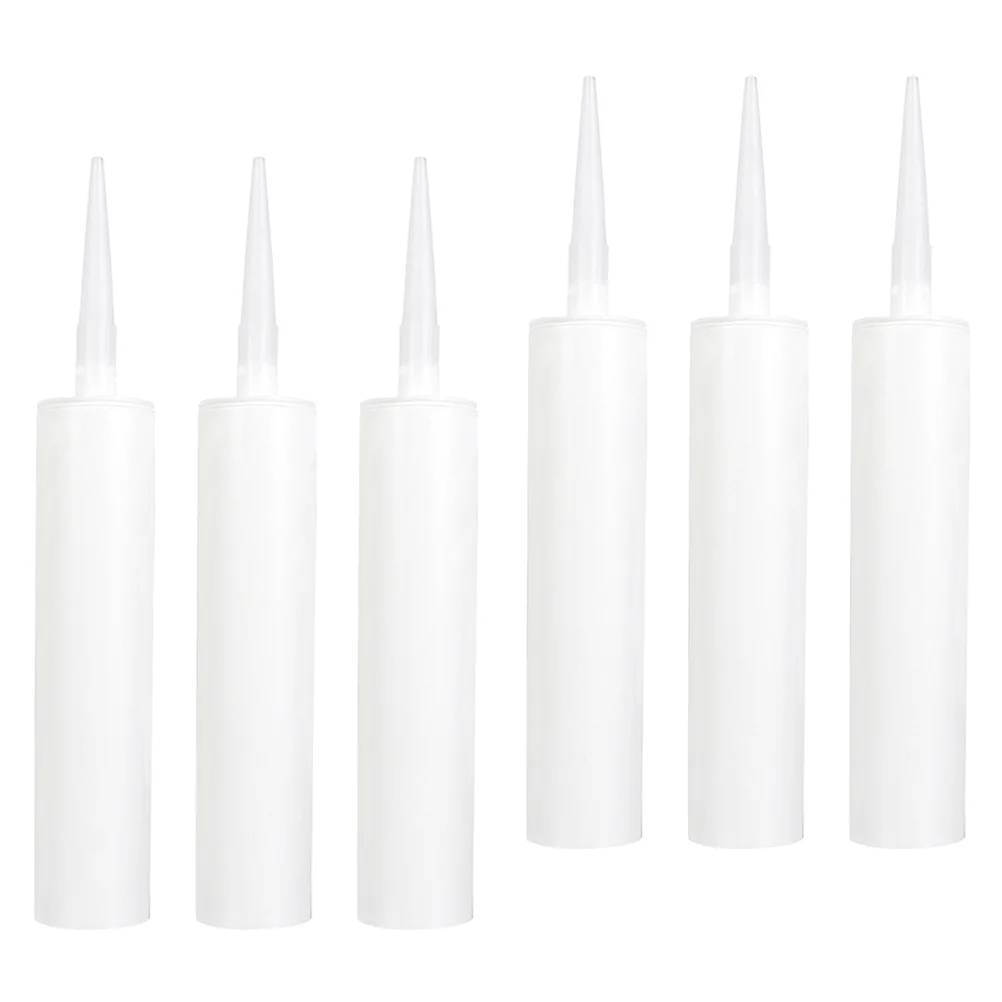 

6 Pcs Empty Plastic Bottle Glass Glue Tube Caulk Tubes Caulking Universal Refillable Sealant White