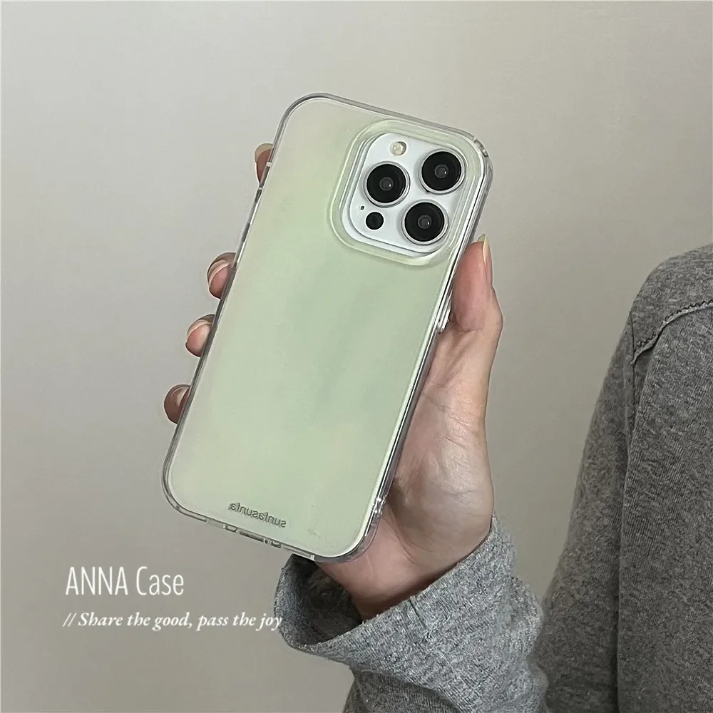 Minimalist Premium Summer Green Fresh Dyeing Phone Case For iPhone 17 AIR 16 15 14 13 12 11 PRO MAX PLUS Anti Drop Cover view 5