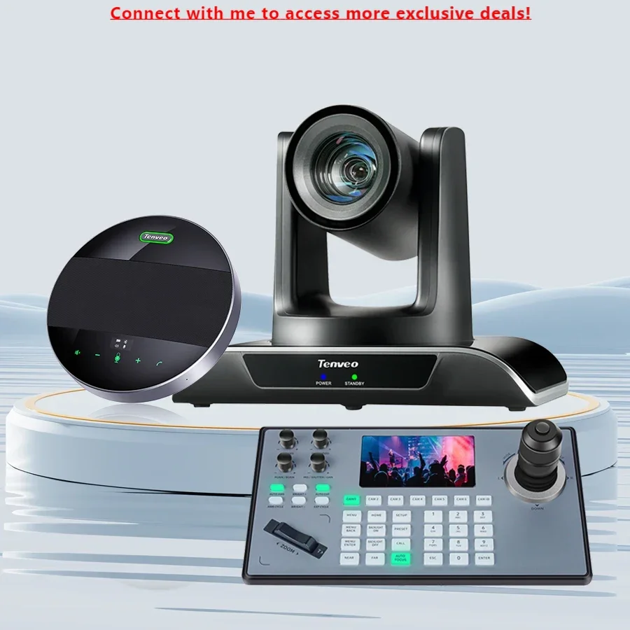 

2025 Tenveo Professional Group PTZ 20x Zoom AI Auto Tracking And Framing , USB Bluetooth Wireless Microphone,4D Controller