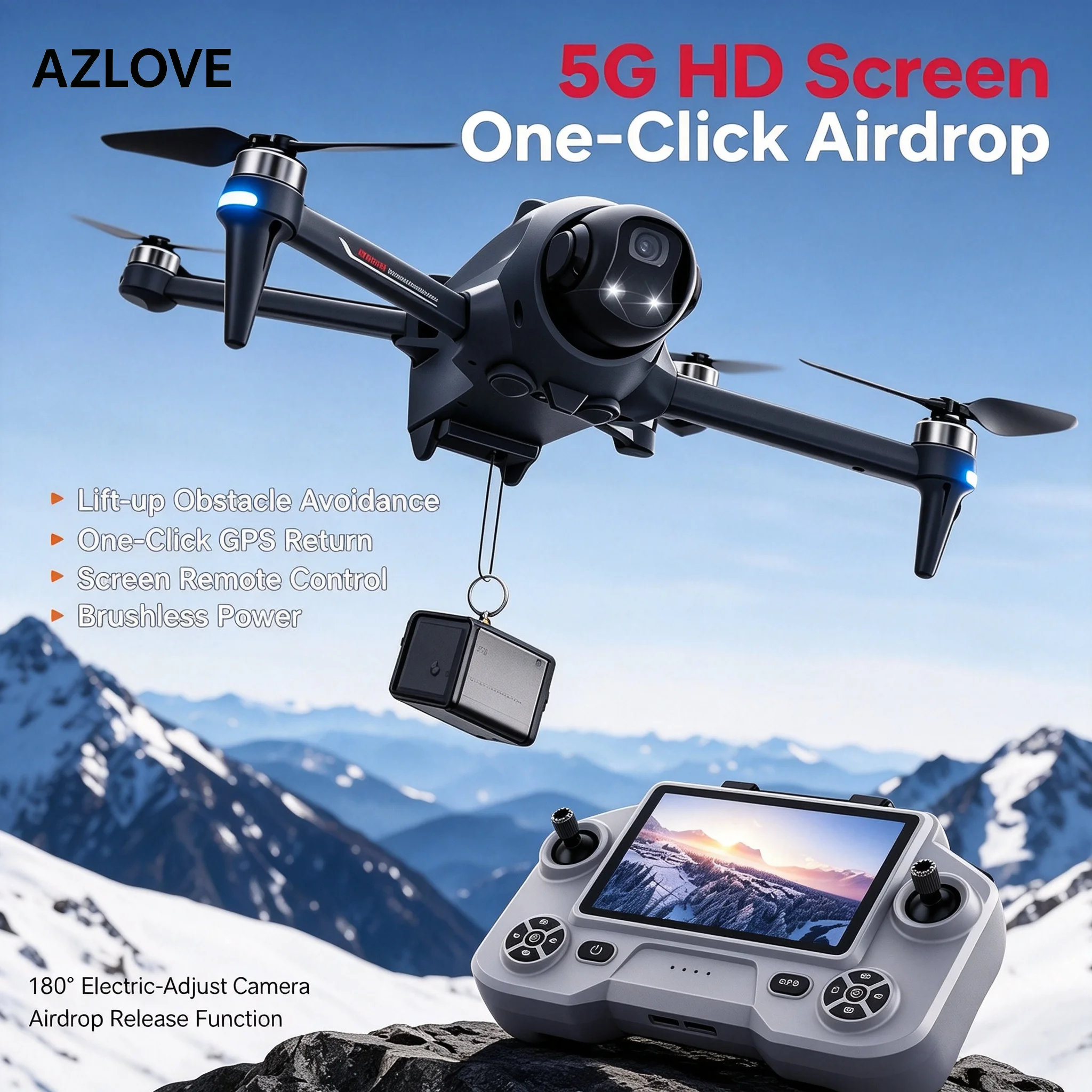 YL059 4K Foldable Drone, GPS multi-functional return-to-home, payload dropping function, altitude hold and obstacle avoidance