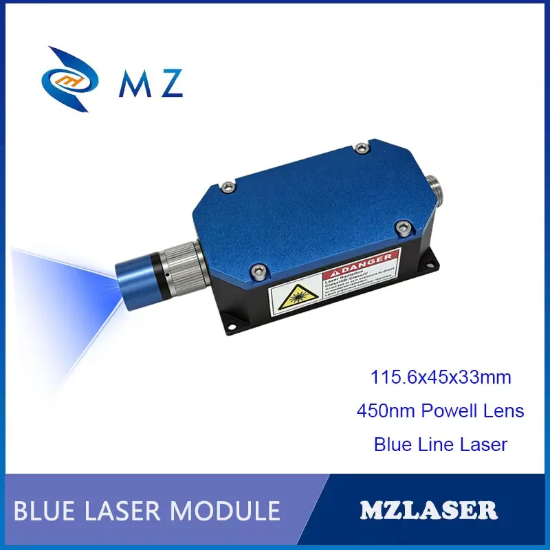 Powell Lens Line Laser Diode Model Adjustable Focusing 450nm 1.6W 1600MW Uniform Blue Line Laser Industrial Grade Applicatio