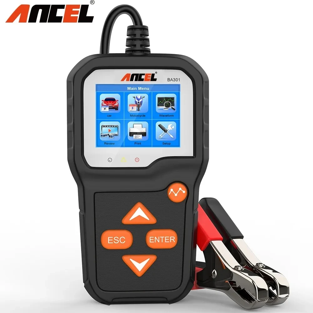 

ANCEL BA301 Car Battery Tester Batteries Charger Analyzer Auto Quick Cranking Circuit load Test For 6V/12V Car Motorcycle