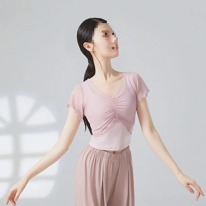 Slim Ballet Form Tops Women's Chinese Dance Practice Clothes Short-sleeved Training Clothes Modern Classical Dance Costumes
