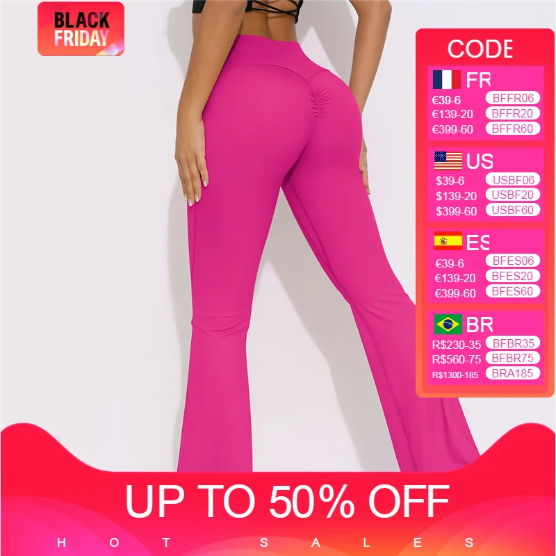 

Scrunch Fitness Flare Pants Women High Waist Yoga Workout Leggings Bell Bottom Casual Leggins Push Up Exercise Tights Female