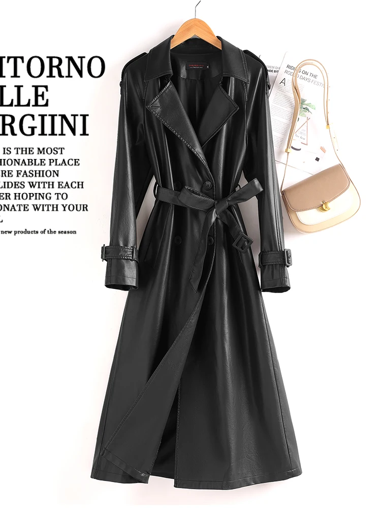 レディース本革コート ロング丈 オーバーニー シープスキン ウィンドブレーカー アウター 秋冬新作 スリム プラスサイズ ウエストシェイプ