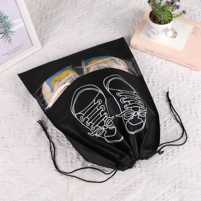 Portable Travel Shoe Bag, Waterproof Shoe Bag For Gym,Travel,Space-saving Dust-proof Storage Bag With Rope Non-woven Shoe Bag