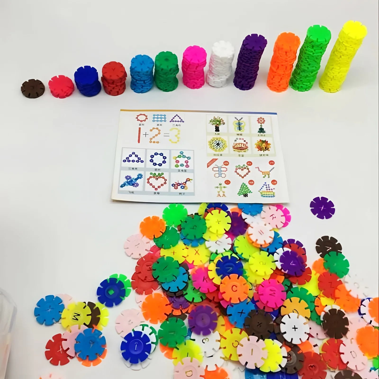 Einsatztasche für die Früherziehung für Kinder, Schneeflocken-Bausteinset, pädagogische Bausteine für Kinder, DIY-Spielzeug für Kinder