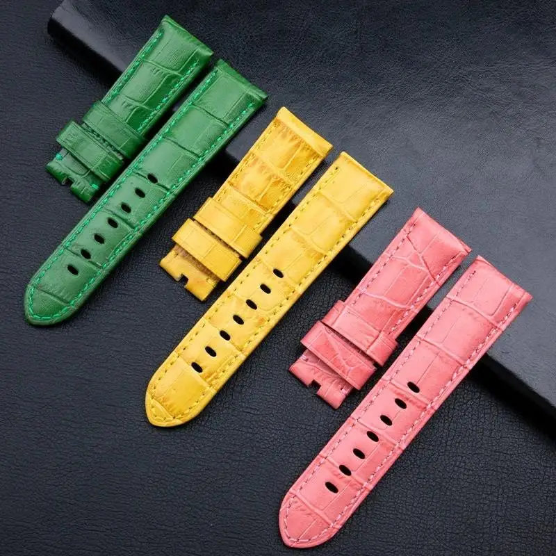 NFR Genuine Leather Watchbands Blue Green Men Watch Band For Panerai Strap Accessories 24mm 44mm Dial PAM111/441 Pin Buckle