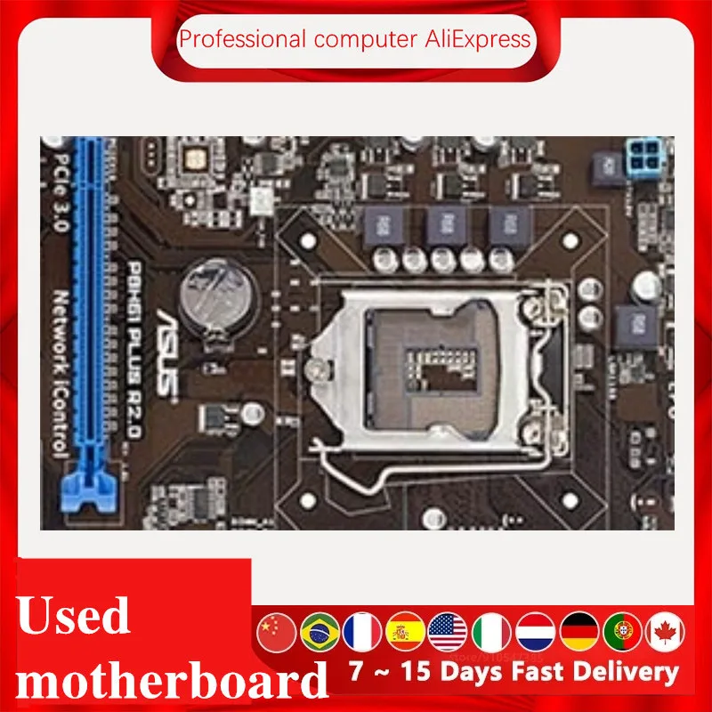 For ASUS P8H61 PLUS R2.0 Desktop Computer Motherboard LGA 1155 DDR3 16GB For Intel H61 P8H61 Desktop Mainboard  SATA II  Used