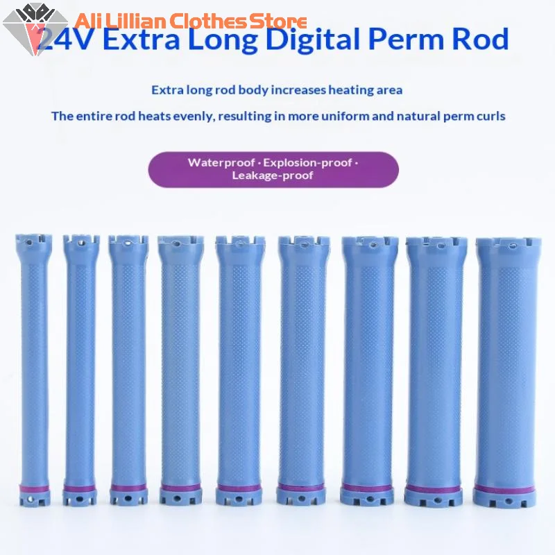 New 140mm 24V Digital Hair Hot Perm Rods Electric Heated Curlers Bars Rollers Wavy Hair Salon Barber Curling Spiral Styling Tool