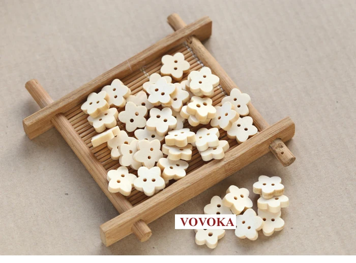 100pcs/lot Size:12mm (0.48") Flower Shape Wooden Buttons Bulk Button for Children Sewing Accessories,wholesale(SS-442) - view 6