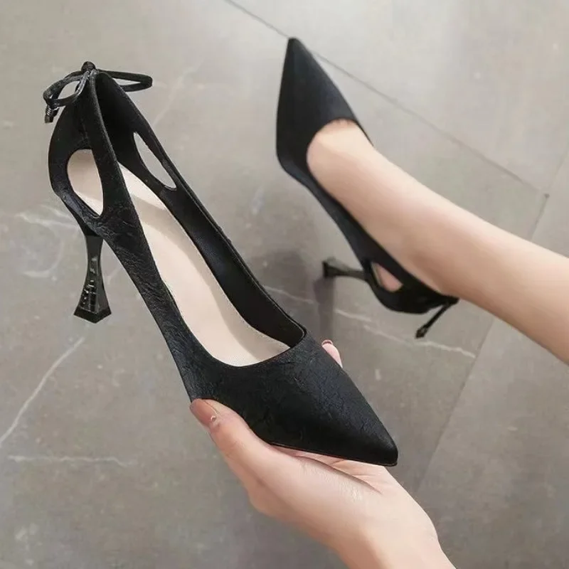 Comemore 2024 Spring Pointed Sexy Bow Fashion Elegant Ladies Dress Female Shoes Pointed Toe Pumps Stilito Heel Black High Heels