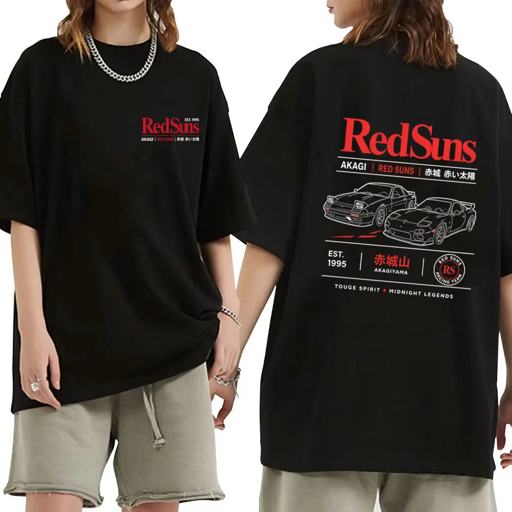 Anime Initial D Drift AE86 Takumi Fujiwara Tofu Shop Akagi Redsuns T Shirts Male Manga Oversized T-shirt Unsiex Casual Tshirt