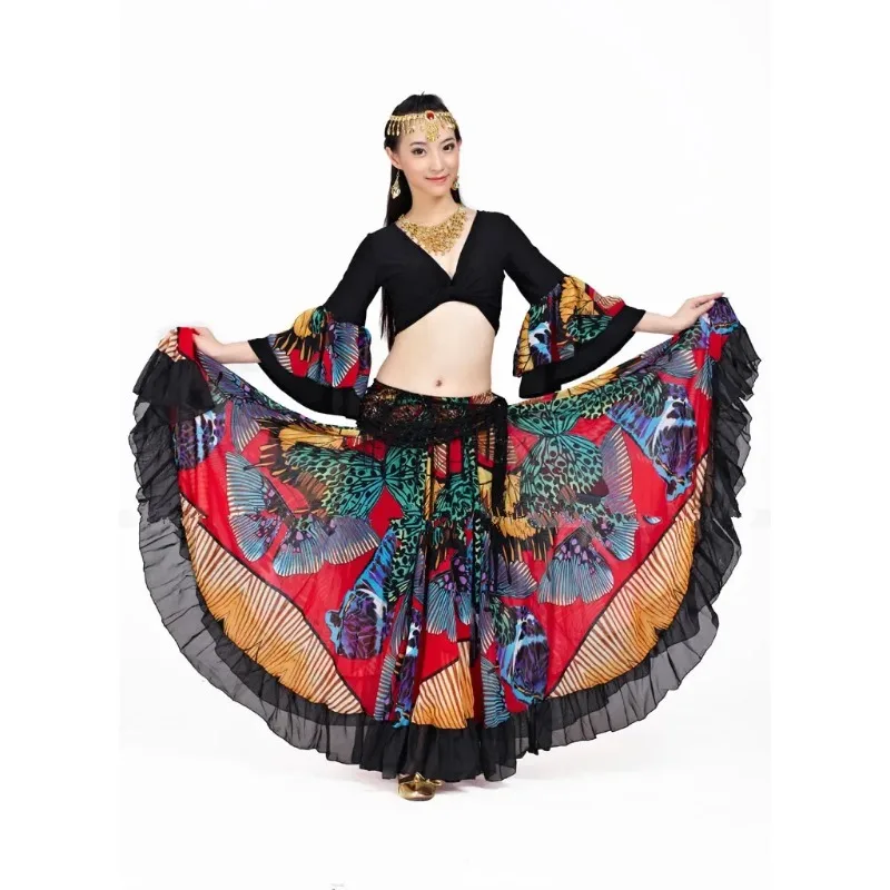 Jupe gitane imprimée de fleurs, vêtements tribaux de danse du ventre, Costume de danse du ventre, vêtements de Flamenco, spectacle sur scène espagnol, egypte