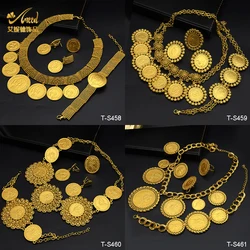 ANIID Ethiopian 24K Gold Color Coins Jewelry Set African Hawaiian Luxury Necklace Bracelet Pendant Set Dubai Wedding Gifts