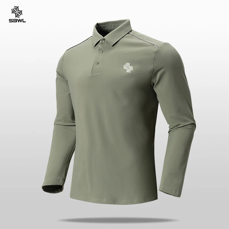 SBWL Autumn and winter outdoor high quality golf elastic long sleeve POLO shirt Fashion base office casual POLO T-shirt Tops