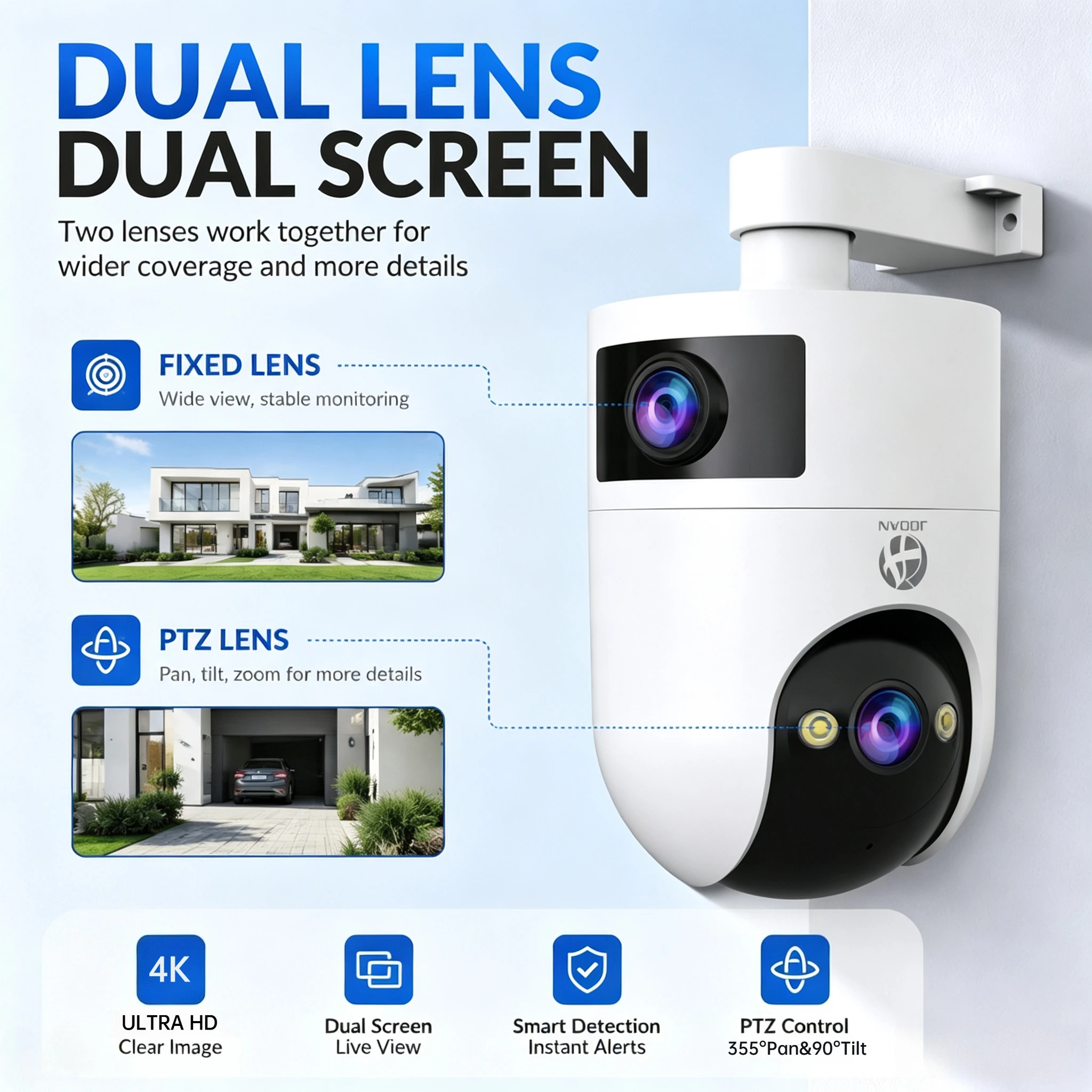 JOOAN 4K PTZ IP Kamera 5G WiFi Çift Lens CCTV Güvenlik Kamera Akıllı Ev bebek izleme monitörü Otomatik Takip Renkli Gece Video Gözetim