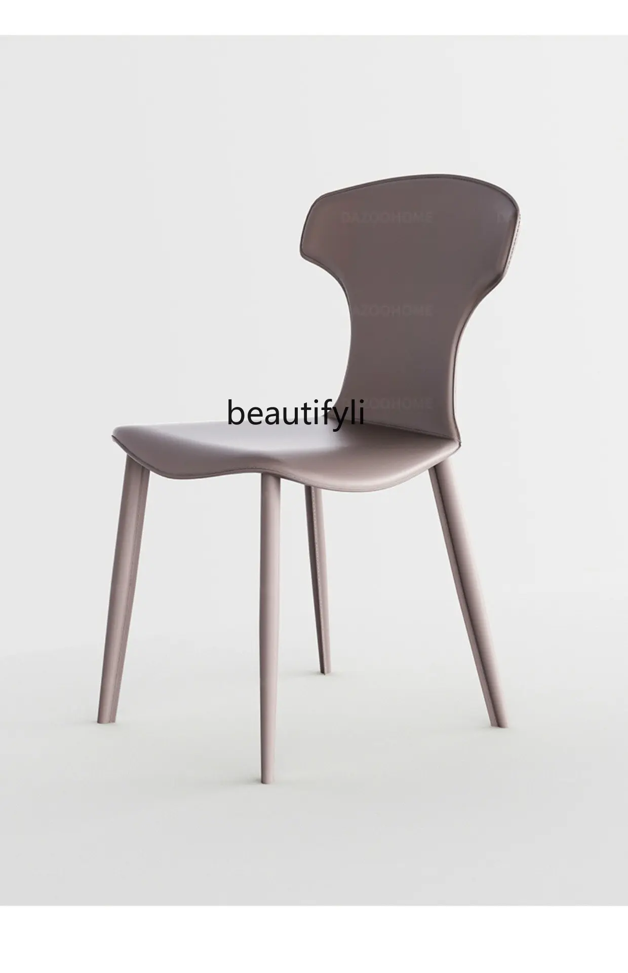 

Italian Minimalist Saddle Leather Dining Chair New High-Grade Household Restaurant Fully Wrapped Chair