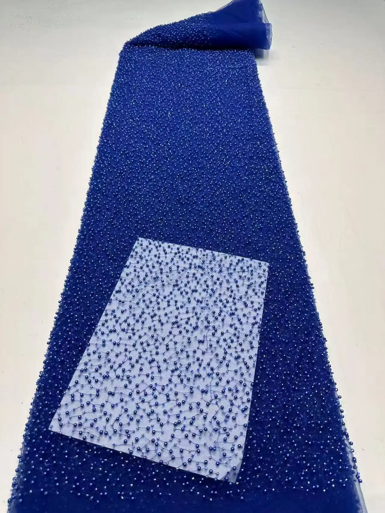 Latest Best Quality Elegant Delicate Embroidered Soft Mesh lace With Lots Beads Fabric For Wedding Evening Dress U_GE1985