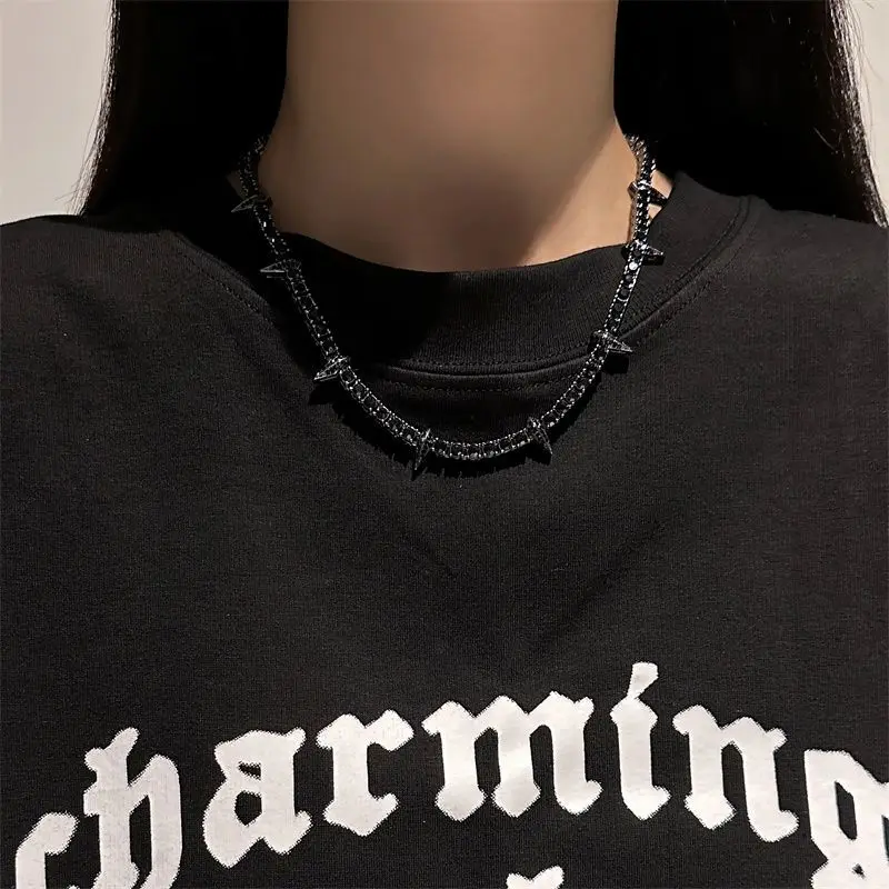 Black Panther men's and women's European and American personality creative cool full diamond tennis chain accessories necklace