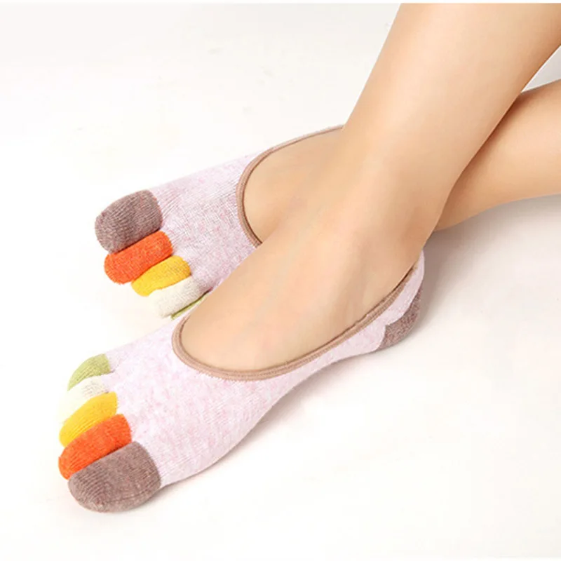 

Women Invisible Socks Split Toe Colorful Cotton Low Cut Sock Lady Girl Loafer Boat Socks Fashion 5 Fingers No Show Sock Slippers