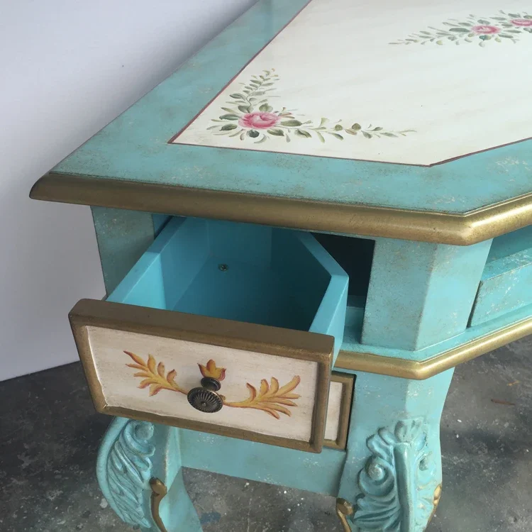 European-Style Retro Computer Desk Modern Light Luxury Triangle Desk Mediterranean Pastoral Style Dresser