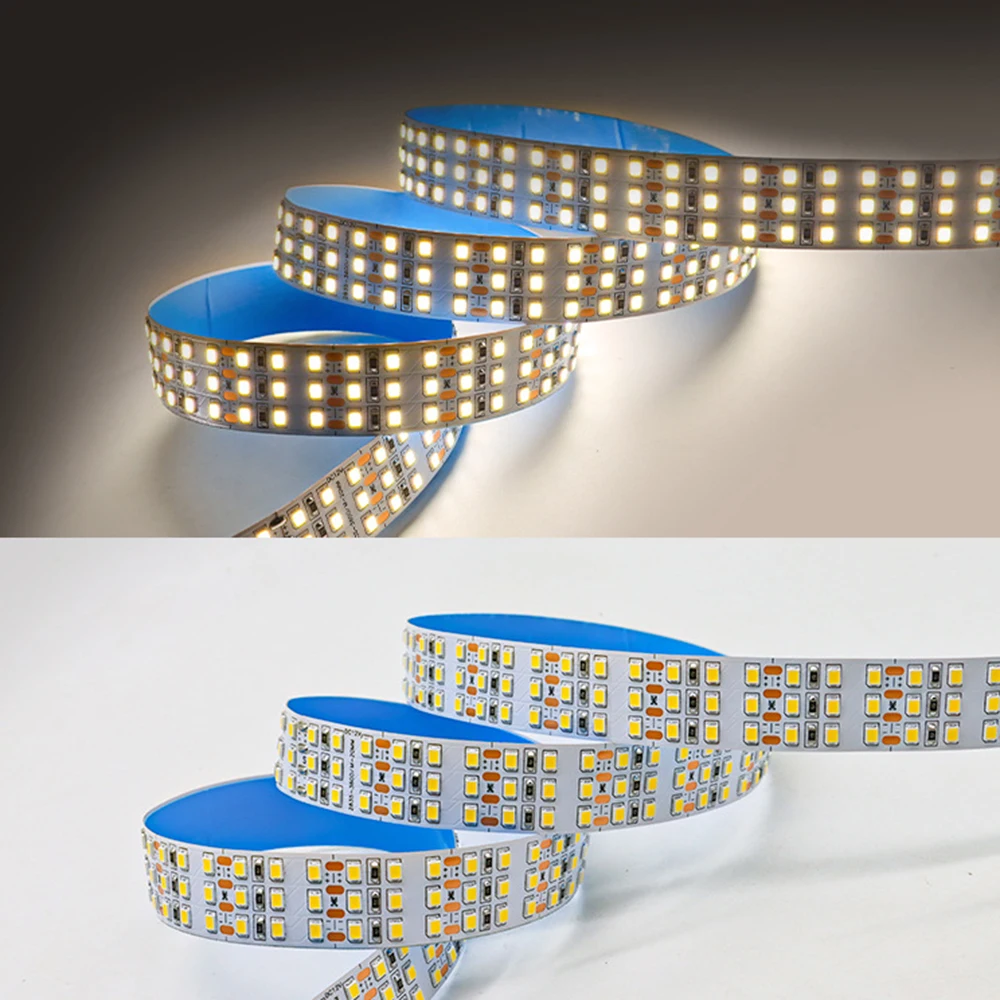 Tira de luces LED de alto brillo, cinta de iluminación de tres filas, DC12V/24V, 2835 SMD, 360LED, 3000K/4000K/6000K