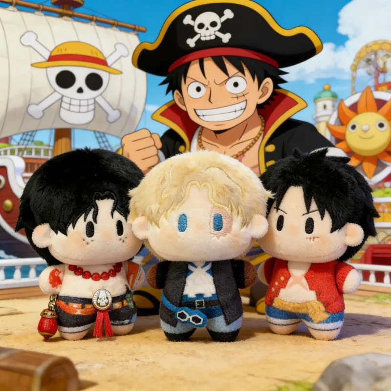 

Kawaii One Piece 10cm Plushies Luffy Ace Sabo Stuffed Dolls Anime Collectible Gifts for Fans & Girlfriend