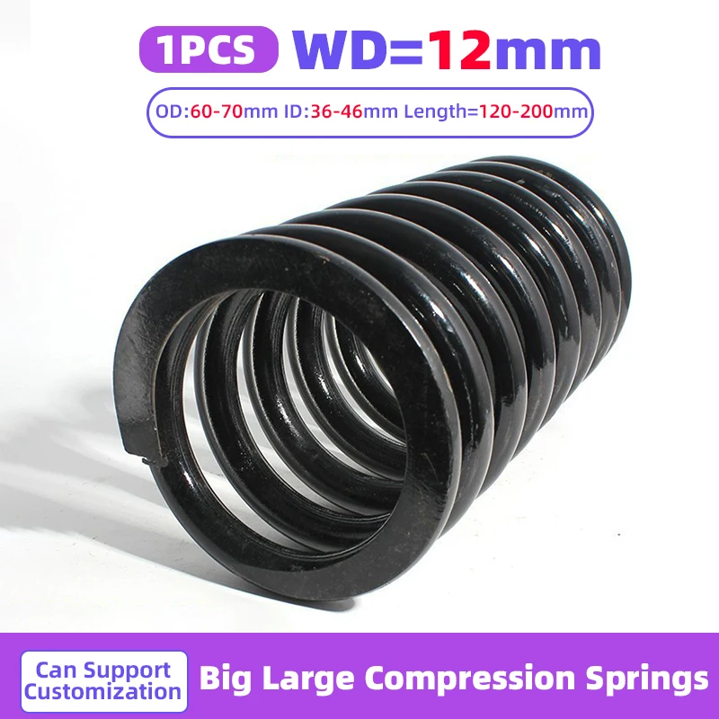 Creamily 1PCS 65Mn Steel Big Large Pressure Compression Springs Wire Dia=12mm Out Dia60-70mm Internal Diameter36-46mm L120-200mm
