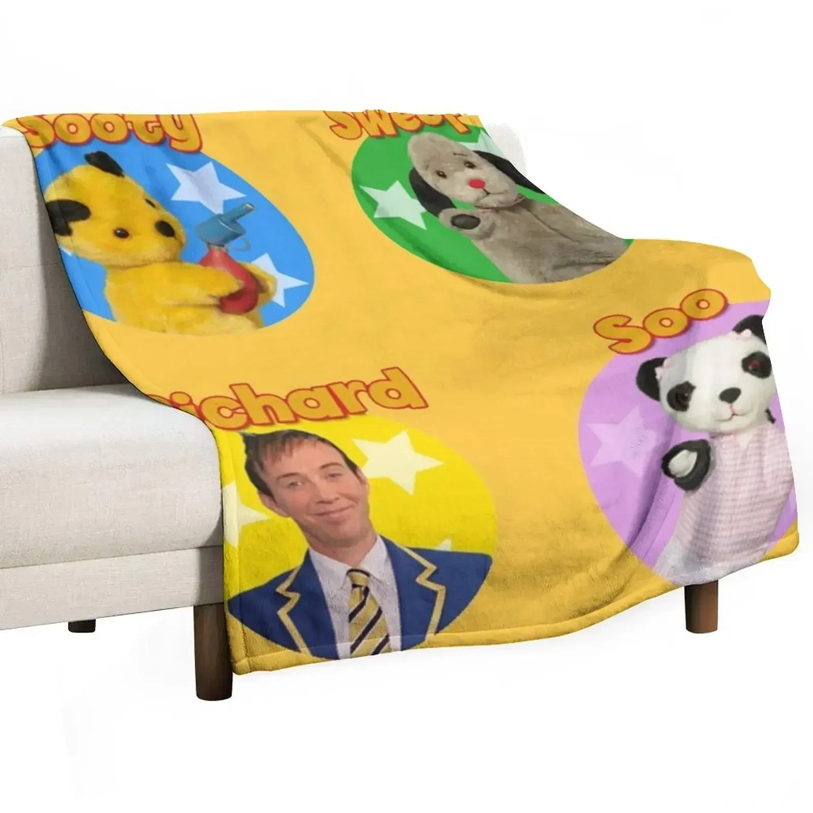 Sooty and sweep stickers Throw Blanket Hairy blankets and throws Warm Thin Quilt Soft Plaid Blankets