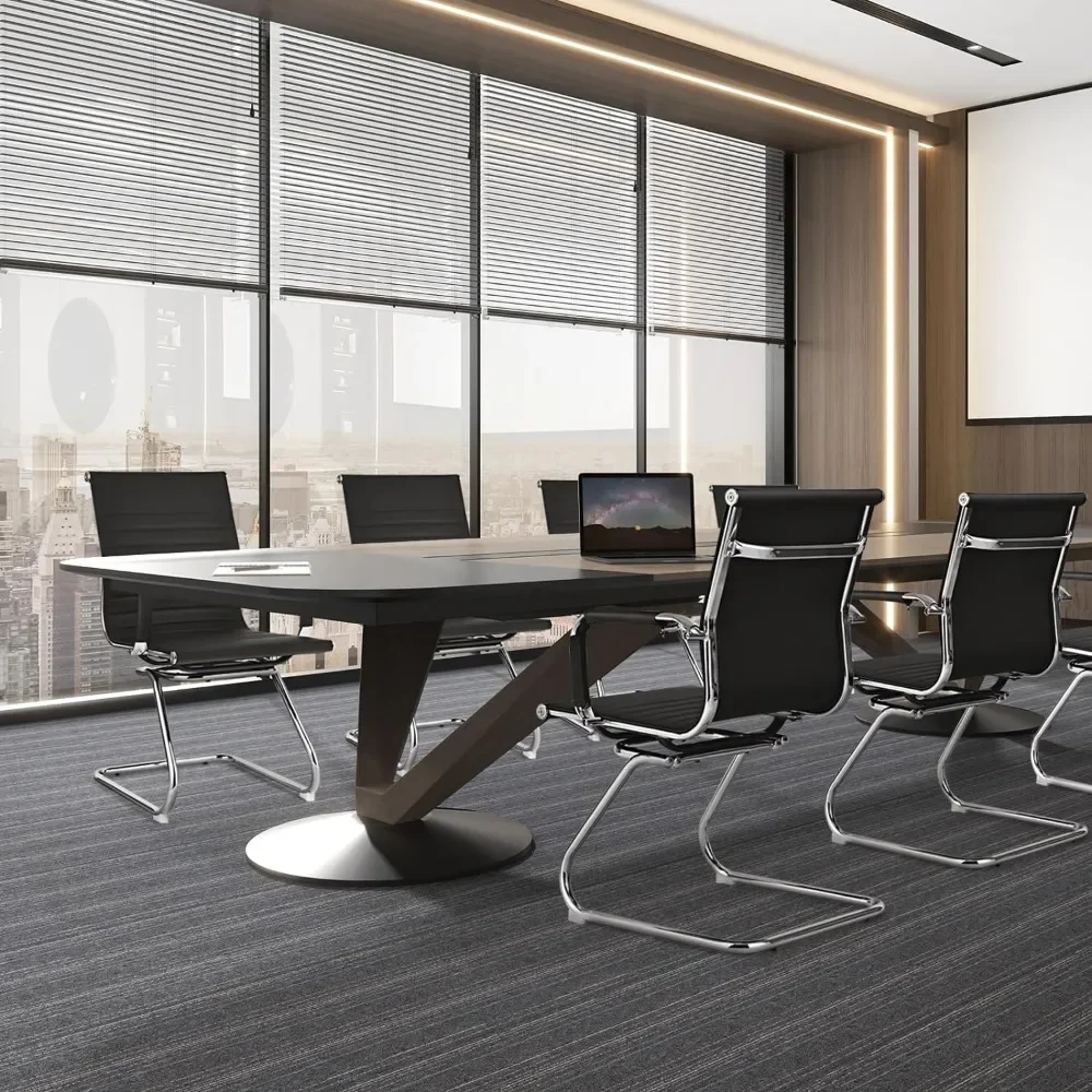 

-Office Guest Chair Set Of 6, Heavy Duty Reception Chairs Conference Room Chairs With Protective Arm Sleeves & Sled Base