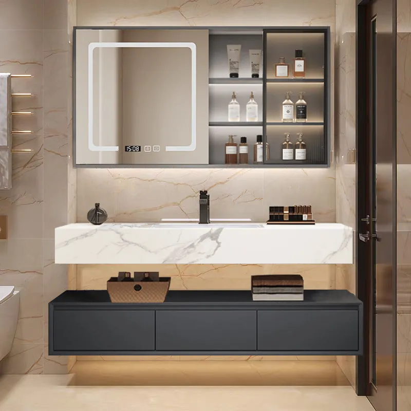 

Organizer Storage Bathroom Cabinet Display Vanity Makeup Mirror Partitions Bathroom Cabinet Luxury Sink Gabinete Home Furniture
