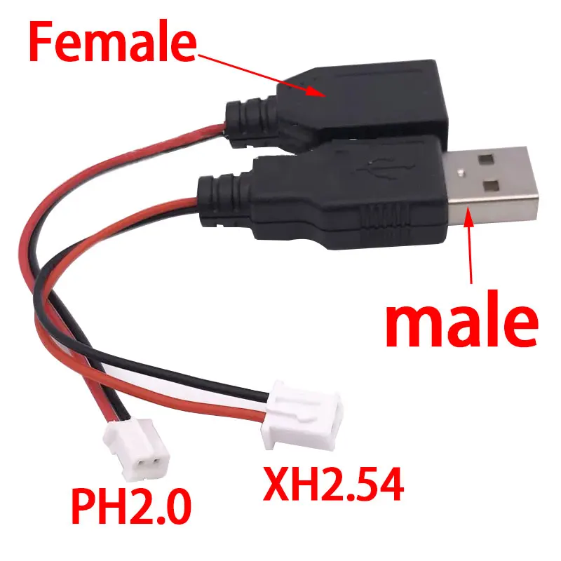 

Type A Male Female USB Plug Socket Connector With XH2.54/PH2.0-2P Terminal line Cable 2 core Power USB Socket Type-A DIY Kits
