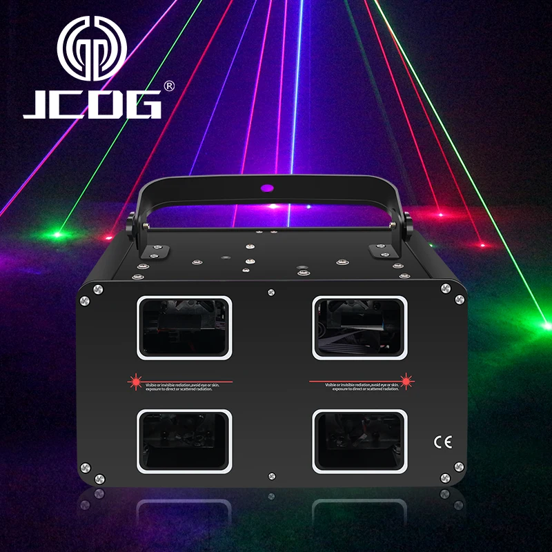 Jcdg工場出力400w rgbビームライン4レンズパターンプロジェクターマルチカラーdmxレーザー照明パーティーDJナイトクラブ用