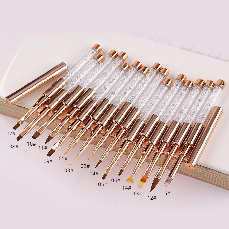 1pc Nail art brush，Rose gold with diamond nail brush, various styles to choose from