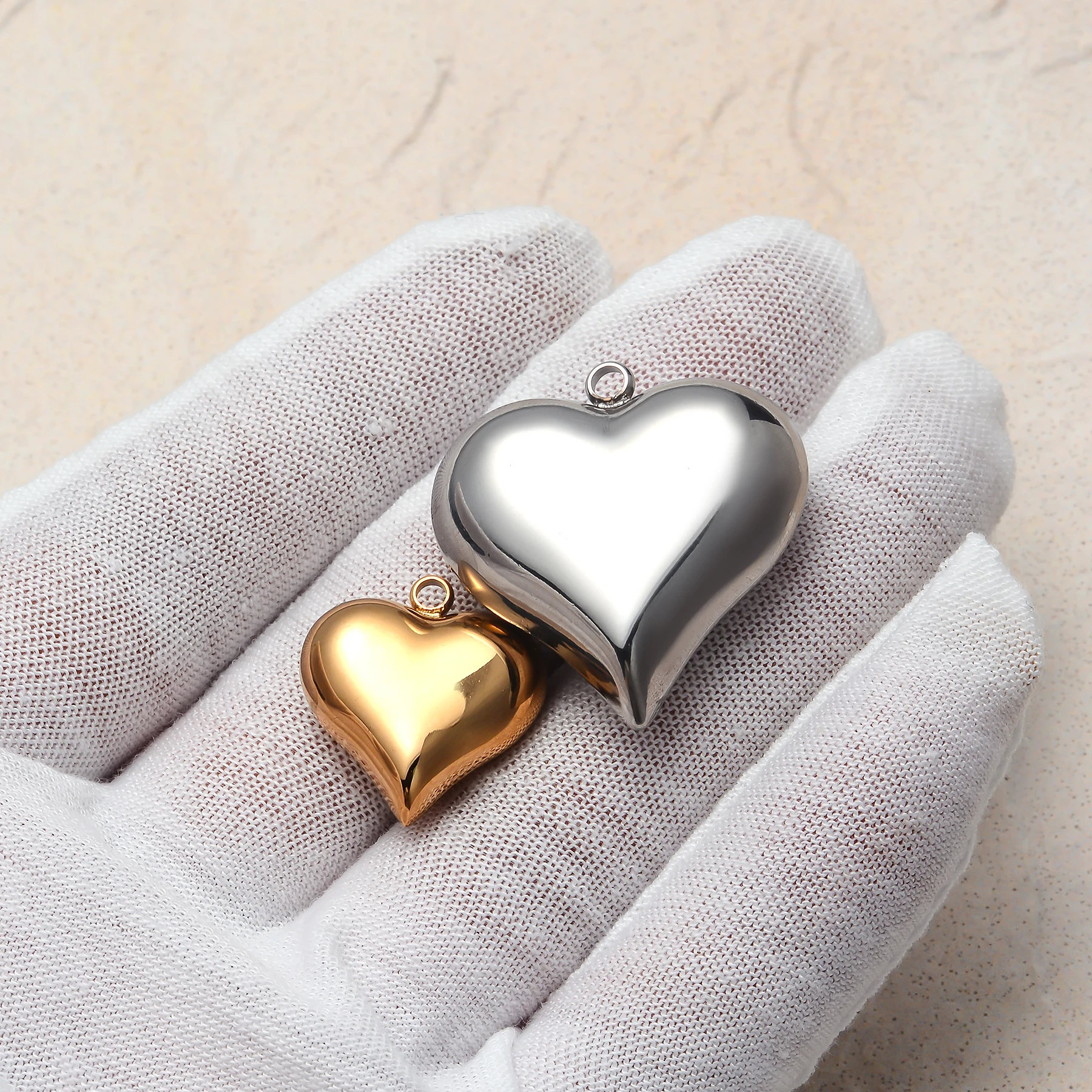 2 قطعة ثلاثية الأبعاد قلادة القلب الكبير عالية الجودة الفولاذ المقاوم للصدأ اكسسوارات ل عقد دي اي واي سوار صنع المجوهرات العثور