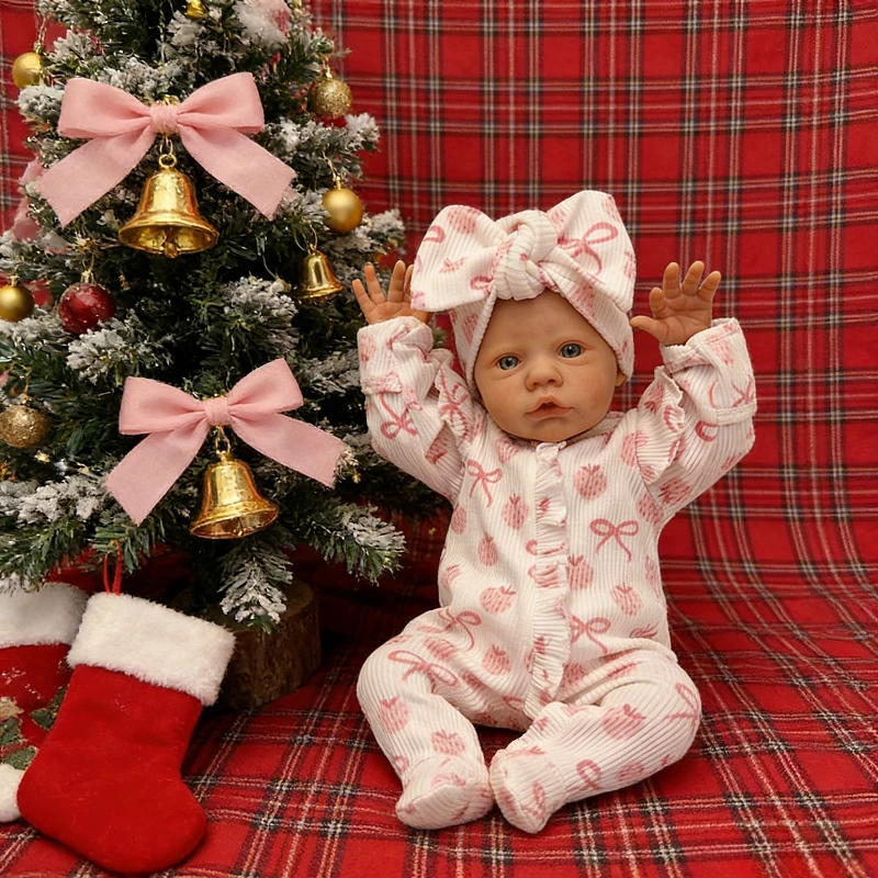 Boneca Reborn de 48CM, Primrose Dormindo com Cabelo Pintado, Boneca de Algodão Portátil e Fofa