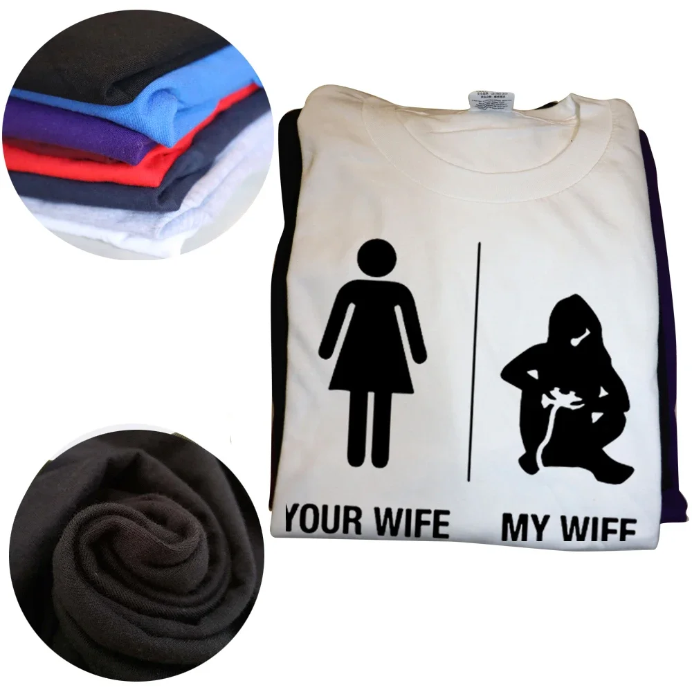 Camisetas divertidas de tu esposa y jugador, ropa informal de algodón con gráfico, regalos de cumpleaños de manga corta, camiseta de estilo