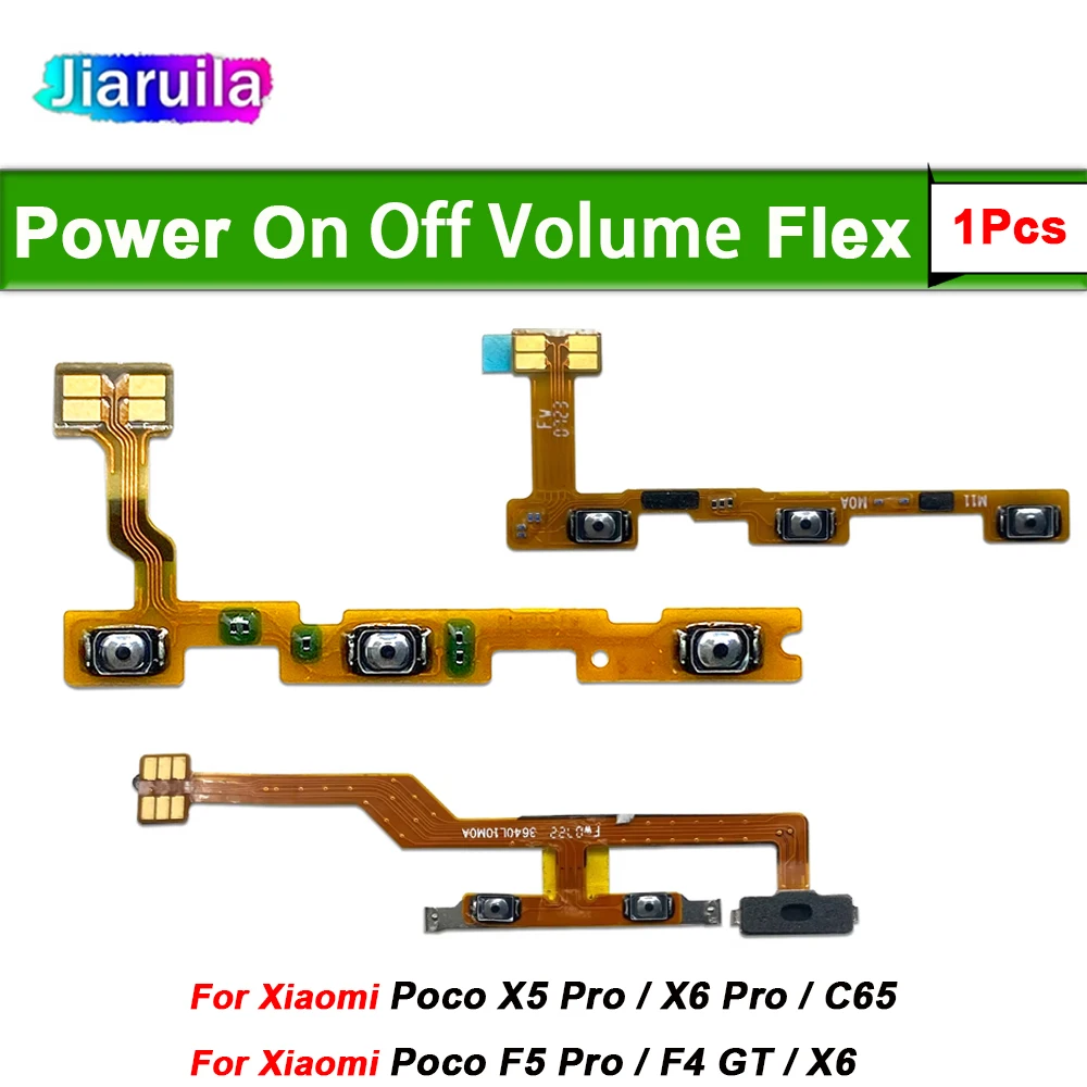 For Xiaomi Poco X8 Pro F7 Pro F7 Ultra C65 F4 GT F5 X5 X6 Pro Power On Off Volume Side Button Key Flex Cable Replacement Parts