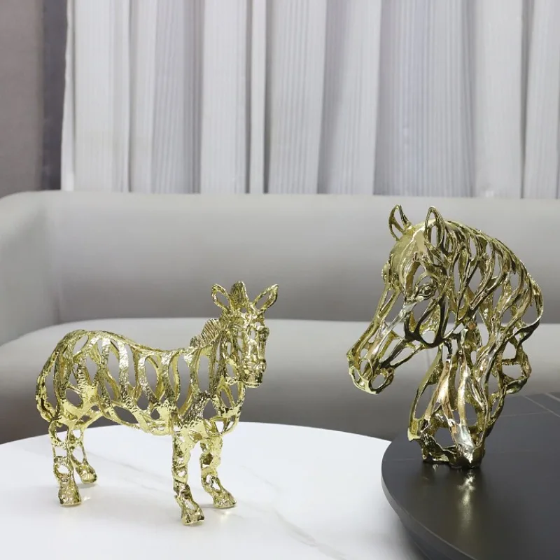 

Golden Hollow Crafts, Animal Sculptures, Golden Hollow Lion, Horse, Elephant Crafts, Home Decoration