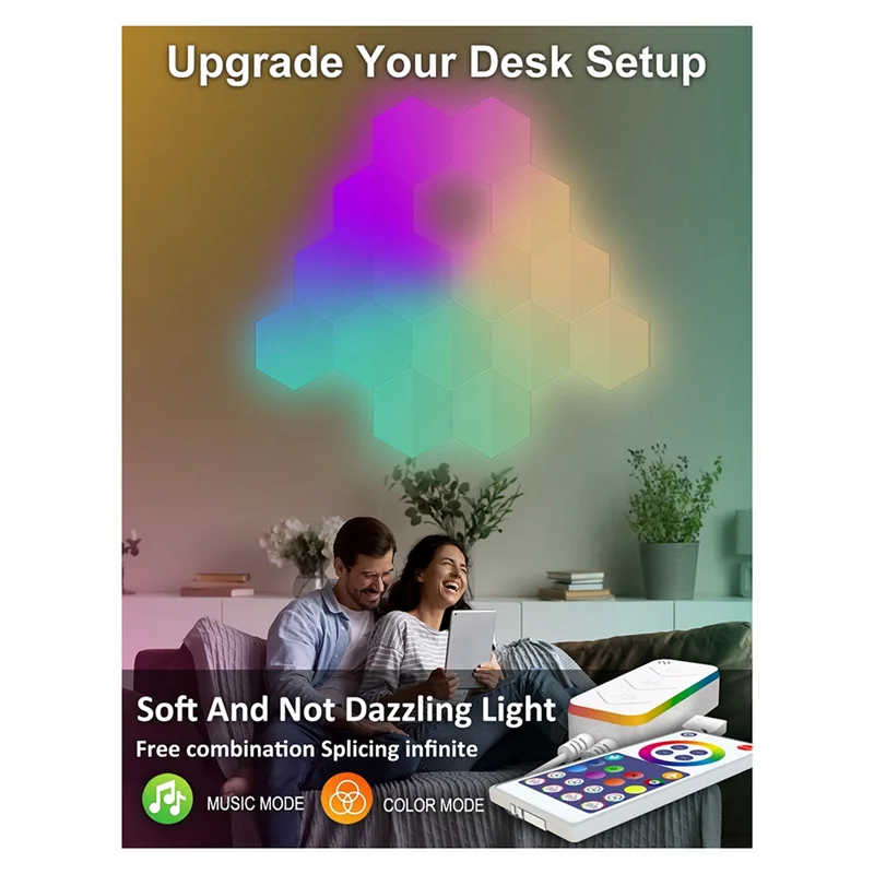 Efficiente RGB Smart Light Board Smart Light Board Lampada da parete per atmosfera interna Luce notturna per sala giochi(A)