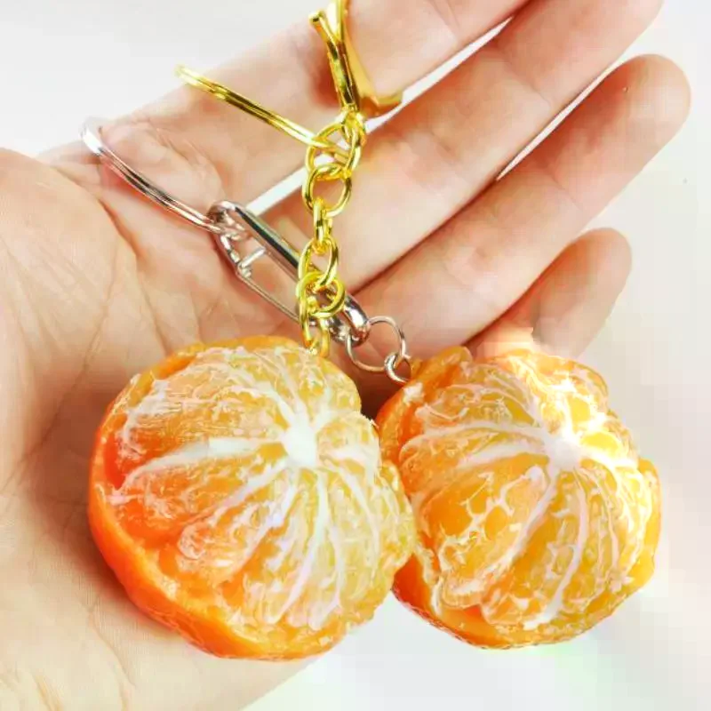 Realistic Peeled Tangerine Keychain Orange Keychain Lifelike Fruit Texture Sturdy Metal Clasp Cute Bag Decoration Gift Choice