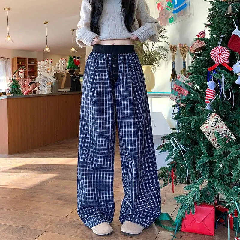 

Floor Length Pants Loose Wide Leg Retro High Waisted Student Cartoon Casual Women Clothing Lazy Style Kawaii Girl Fashion Pants