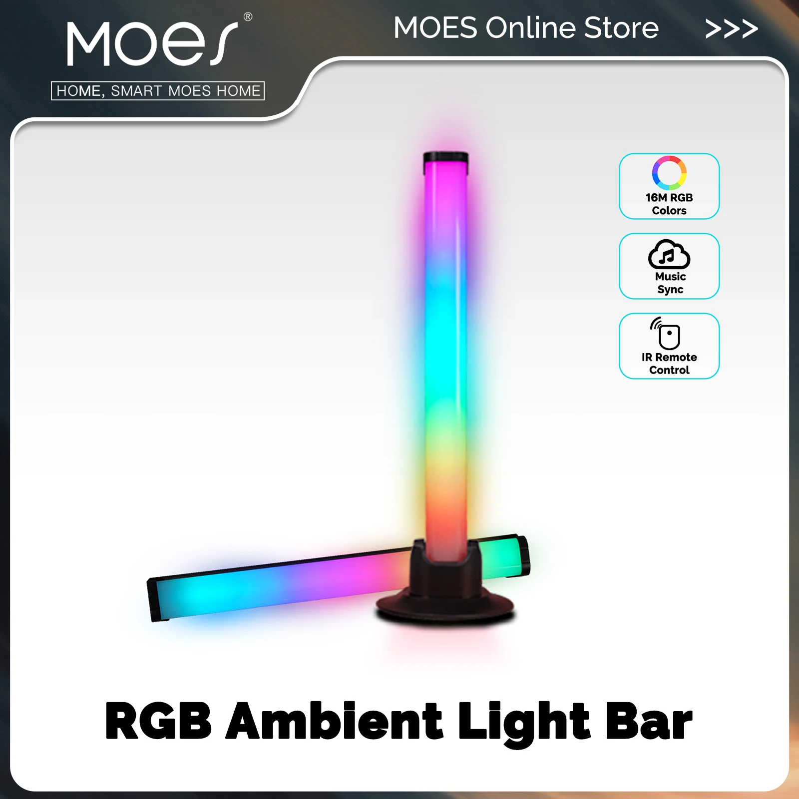 MOES RGB Bar Light Music Sync Rhythm With IR Remote Control PC Desktop Home Decor Cabinet Backlight Gaming Room USB Powered