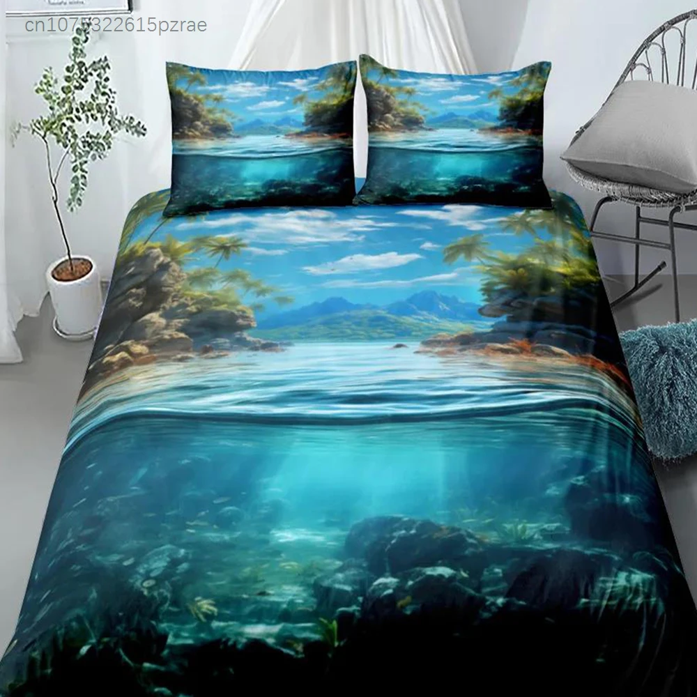 Mirror Waters Duvet Cover Set UK Single Double Queen US Twin Full King Size Pkm Bed Linen Set