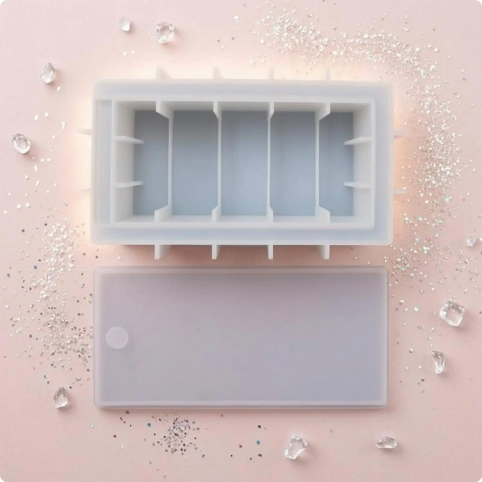 Box Form with Lid Translucent Rectangle Storage Box Form Glossy Household Craft