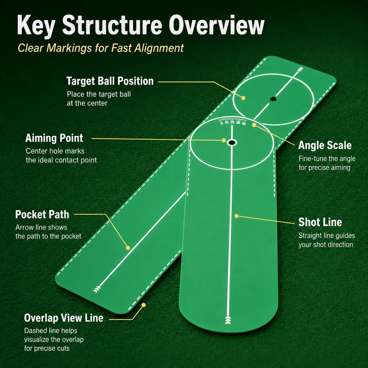 Multi Function Pool Aiming Card Billiard Training Tool Adjustable Angle Guide Cue Ball Alignment Practice Accessory for Players